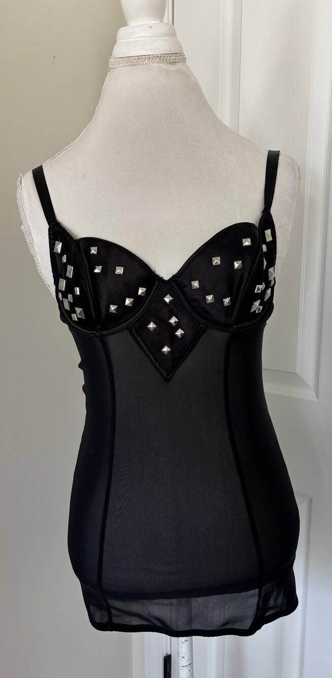 Seductions- Fredericks Of Hollywood Vintage Black Studded Corset Small